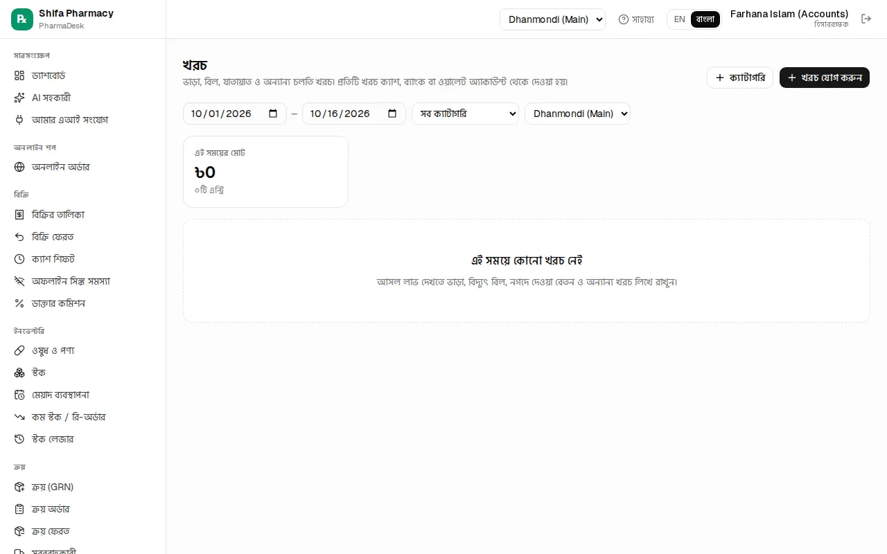 খরচের পাতা