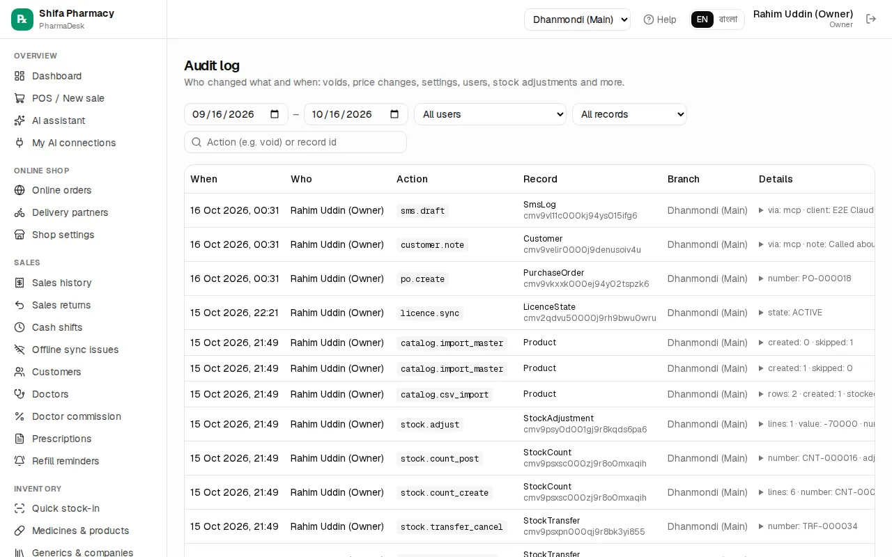 Audit log