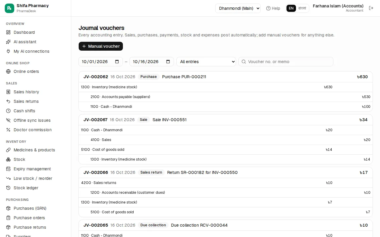 Journal vouchers
