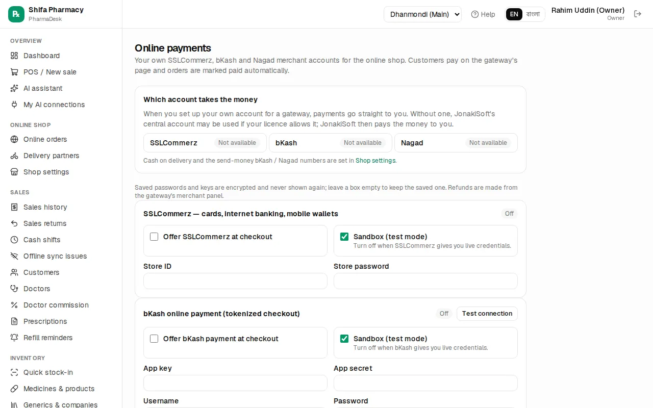 Online payments