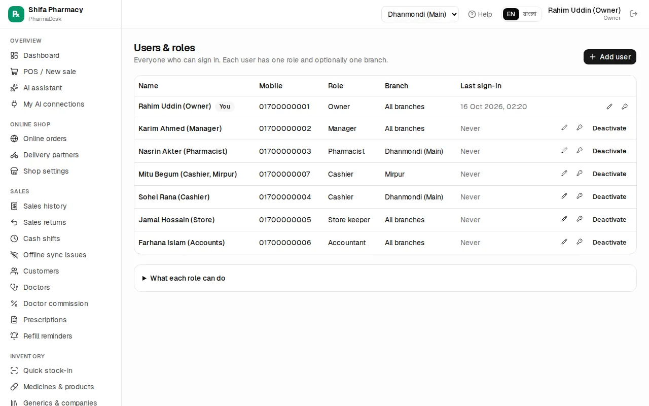 Users & roles